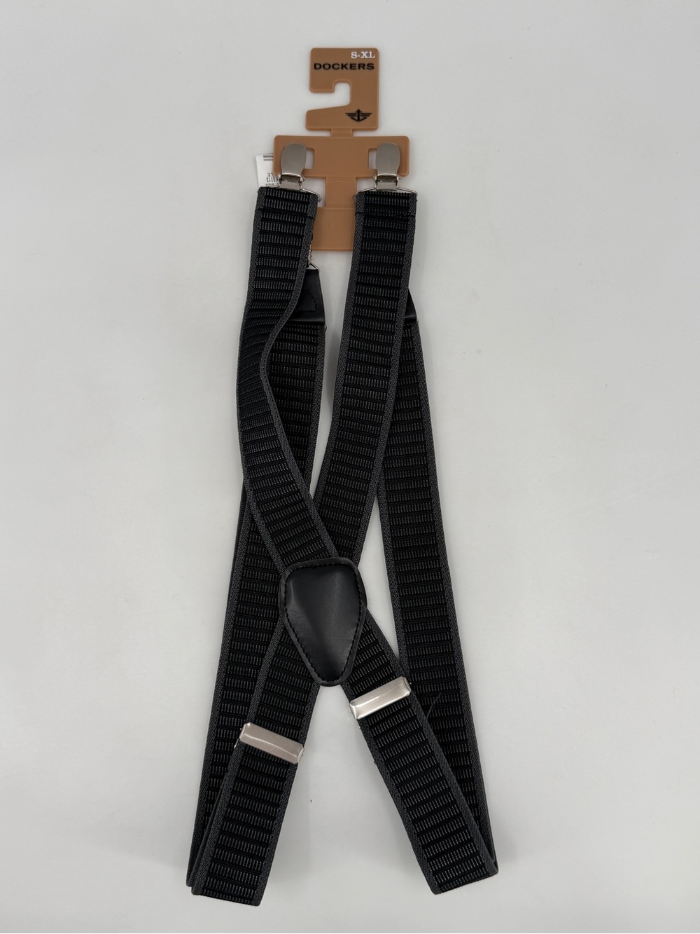 Dockers Woven Clip-On Elastic Stretch Suspenders Adjustable One Size S-XL Black